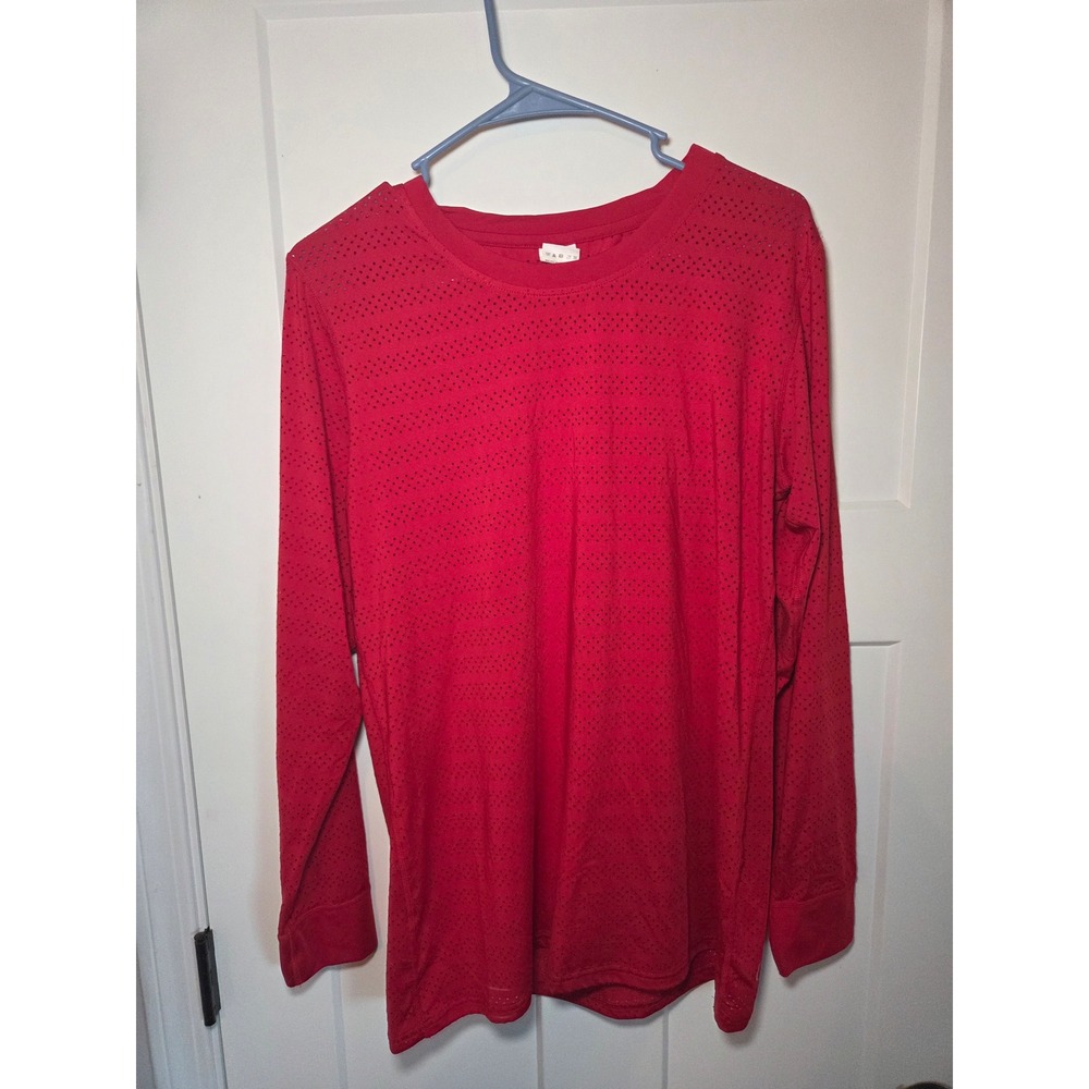 Zyia Active Red Perforated Long Sleeve Performance Top XL Athleisure Breathable